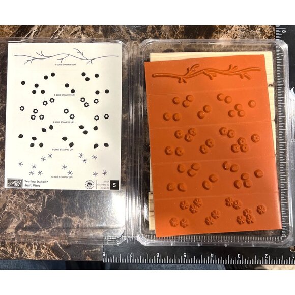 Stampin Up! Two-Step Stampin "Just Vine" Wood Mounted Rubber Stamp set - Picture 2 of 2